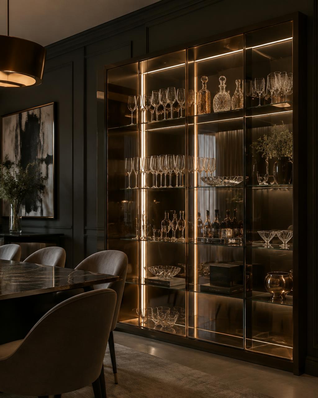 Cristaleiras com Vidro Reflecta & LED Integrada